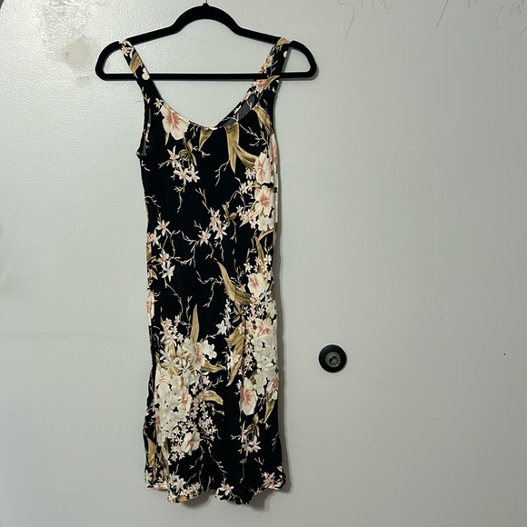 Hilo Hattie The Hawaiian Original Black Tropical Print Sun Dress Size Small - Picture 1 of 4